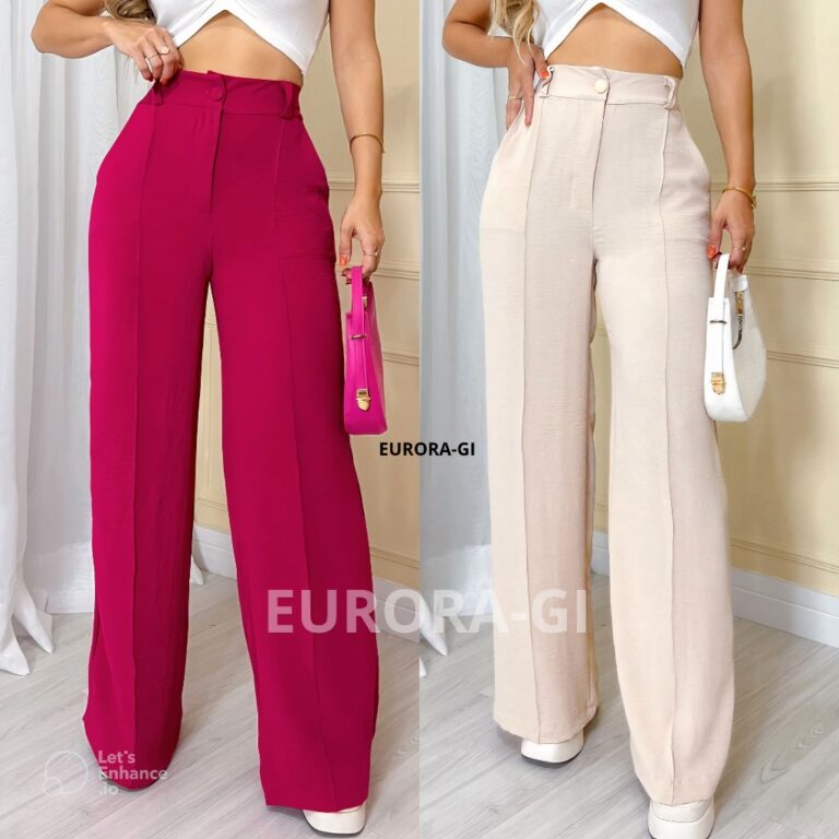 Calça Pantalona Feminina Com Botão e Elástico N