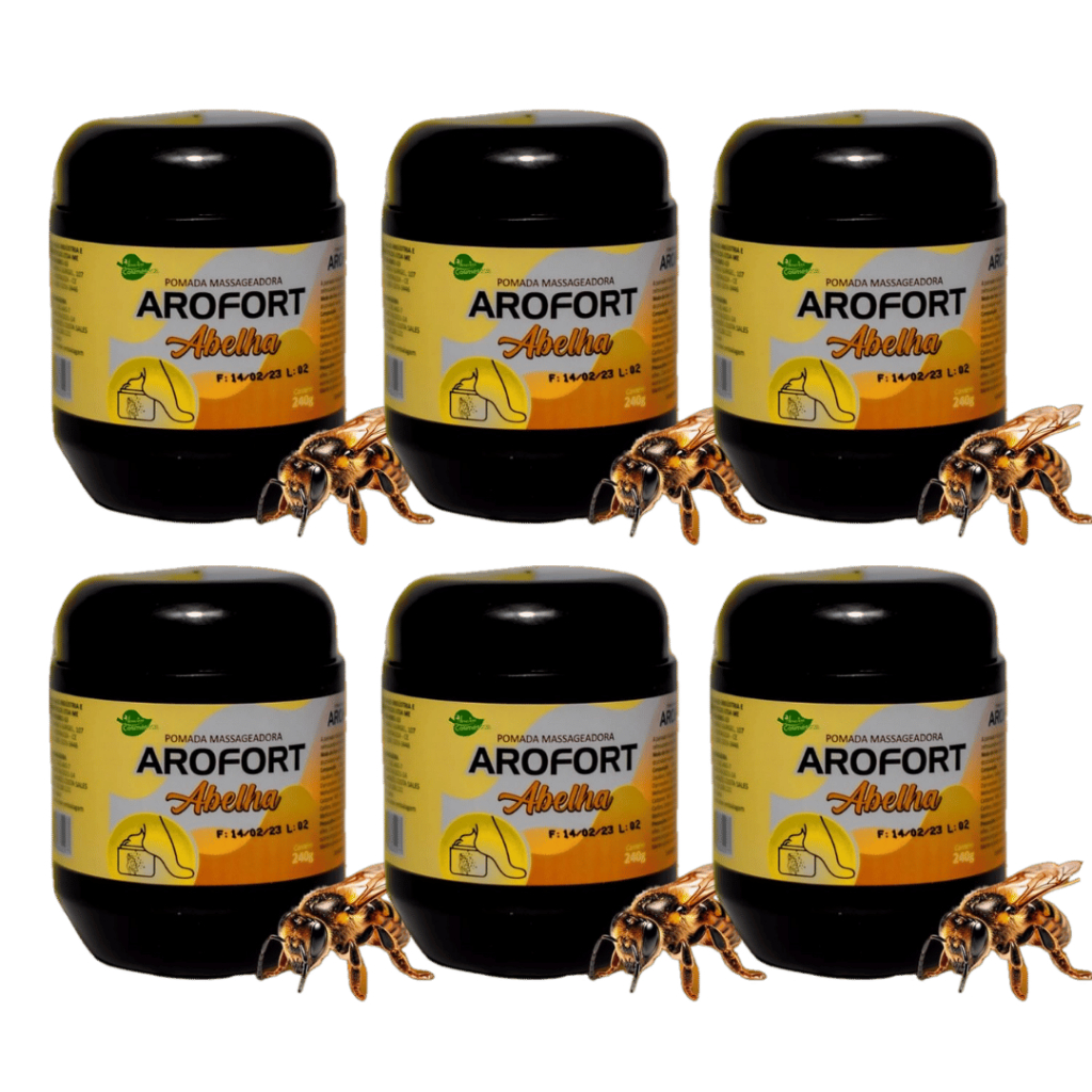 Kit 6 – Pomada Massageadora Arofort Abelha 240g – Aroeira Cosmética – Relaxamento e Alívio