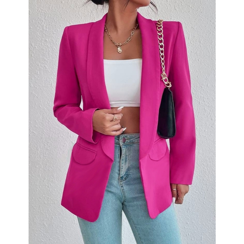 Blazer Feminino Alfaiataria Social Elegante sem Botão