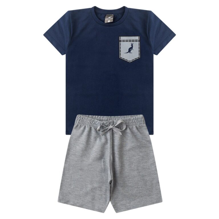 Conjunto Infantil Menino Verão Bolso Azul Kangulu