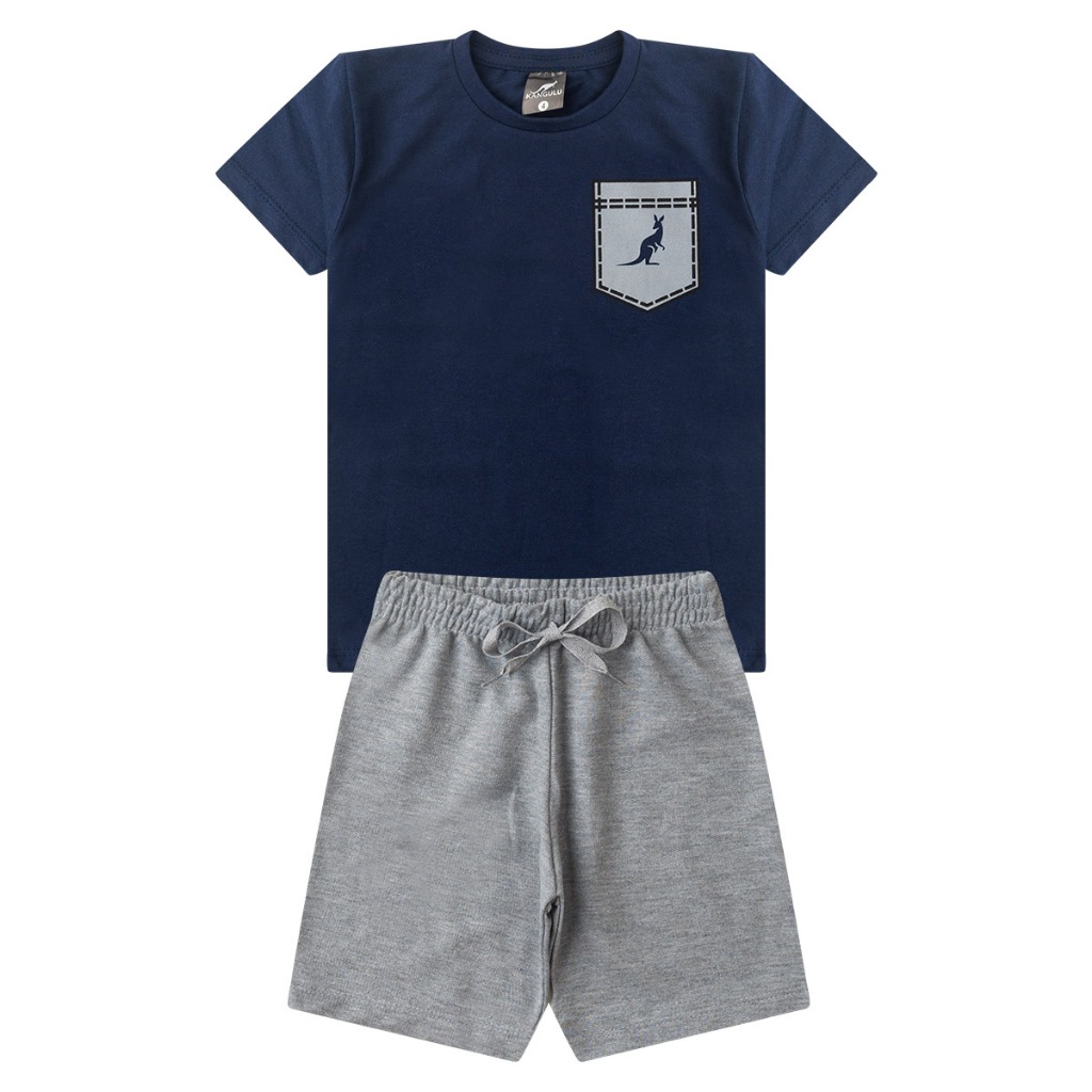 Conjunto Infantil Menino Verão Bolso Azul Kangulu