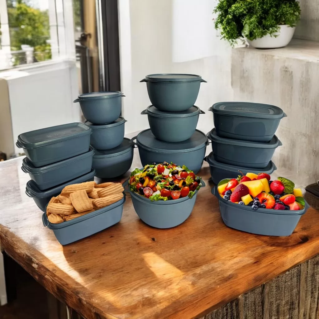 Kit 15 Potes Herméticos de Plástico com Tampa  Empilháveis e Ultra Resistentes Vasilha,Panela, Hermé