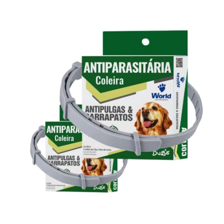 Kit 2 Coleiras Dugs Antipulgas e Carrapatos p/Cãe