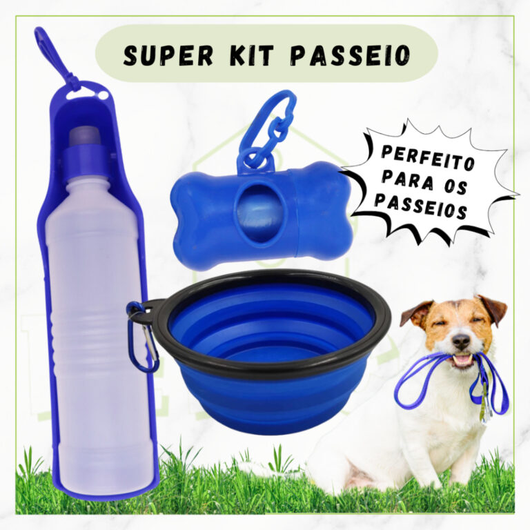 Super Kit Passeio Pet  Comedouro Retrátil 350ml, 