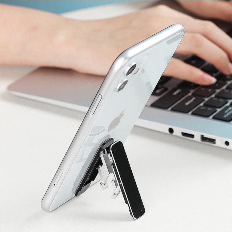 Suporte Celular Tablet Metal Dobrável Autocolante Ultra Fino Portátil Invisível