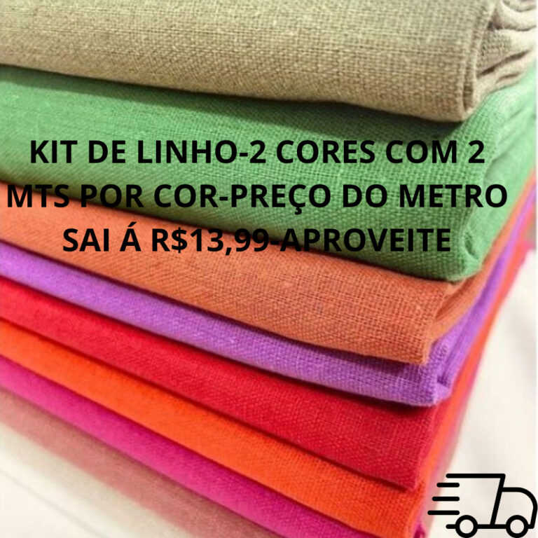 Tecido linho misto kit com 2 metros por cor,excele