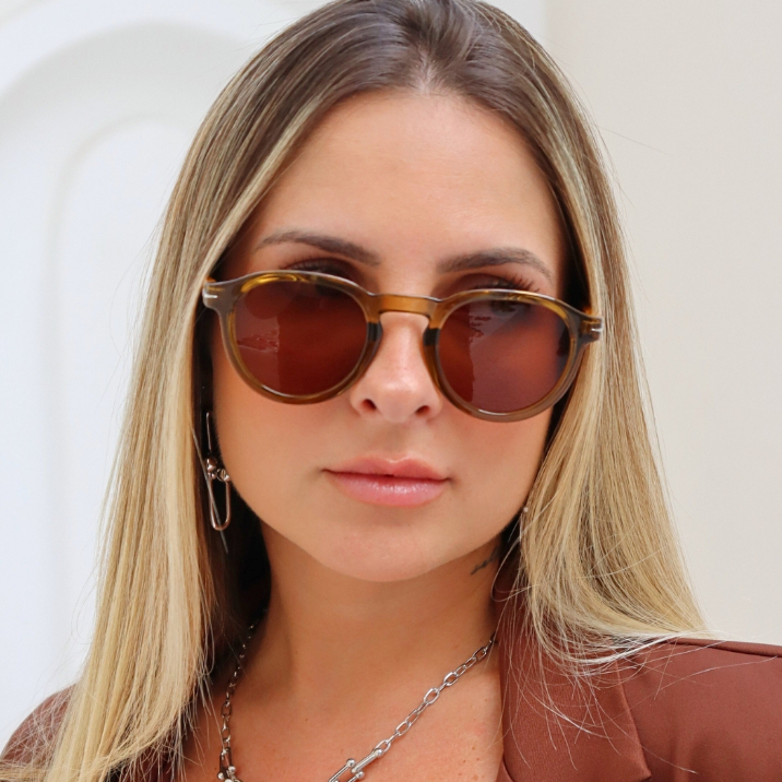 Óculos de Sol Hype Redondo Classico Retro Acetato
