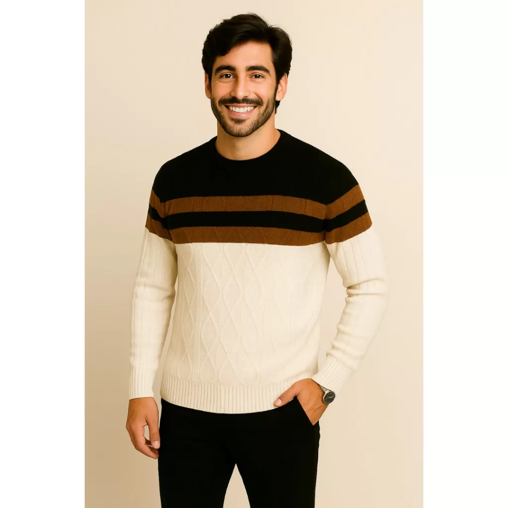 Sueter Masculino Listrado Tricot Premium Blusa de Frio Masculina Inverno