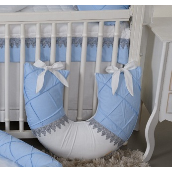 Almofada Amamentar Realeza Luxo Branco com Azul Al