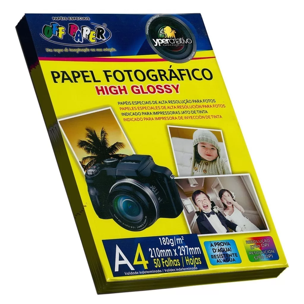 Papel Fotografico Glossy Brilho A4 180g 50 Fls Jato de Tinta