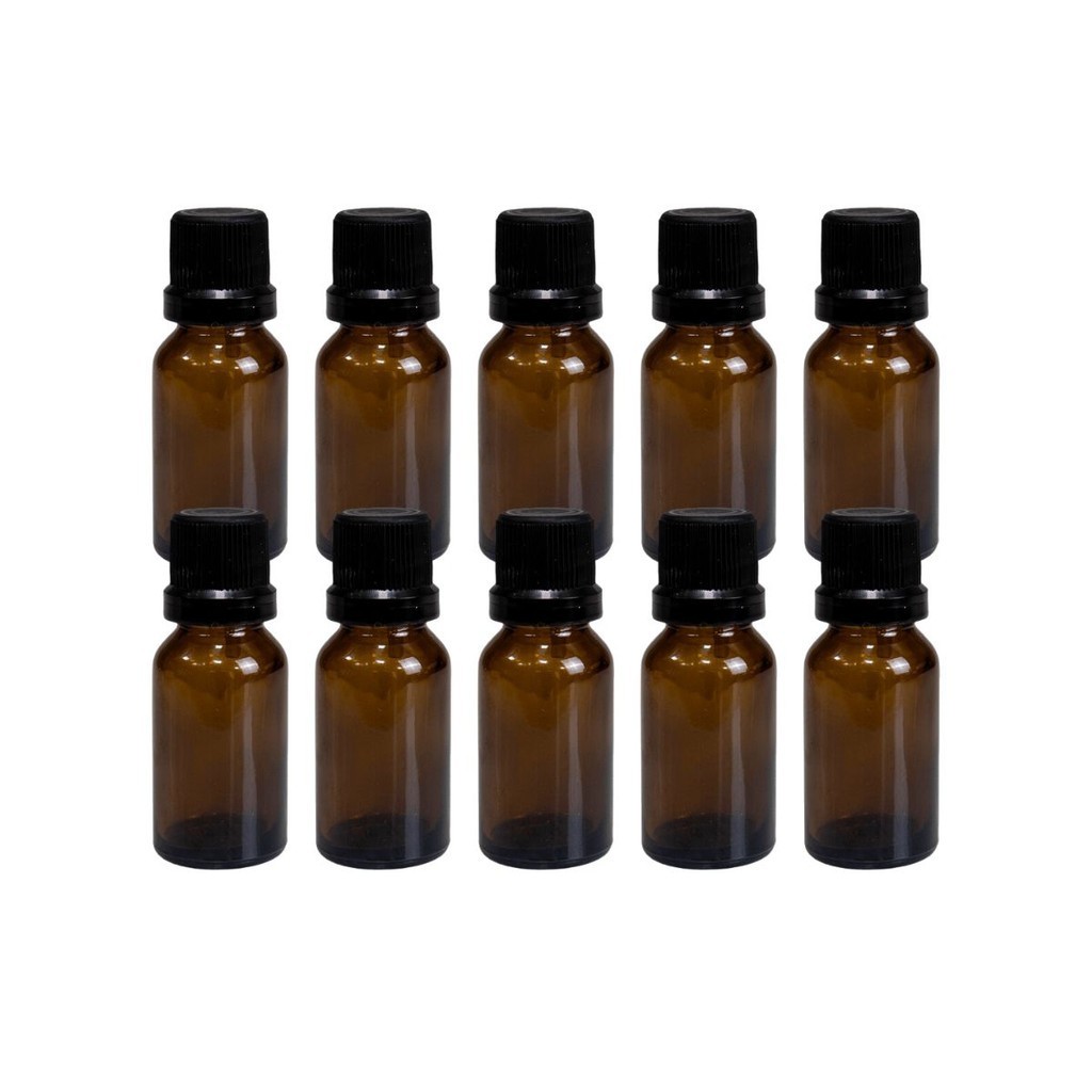 Kit 10Un Frasco Vidro Âmbar gotejador Batoque 10Ml