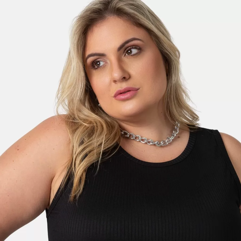 Blusa Regata Feminina Canelada Moda Plus Size 1213-C4