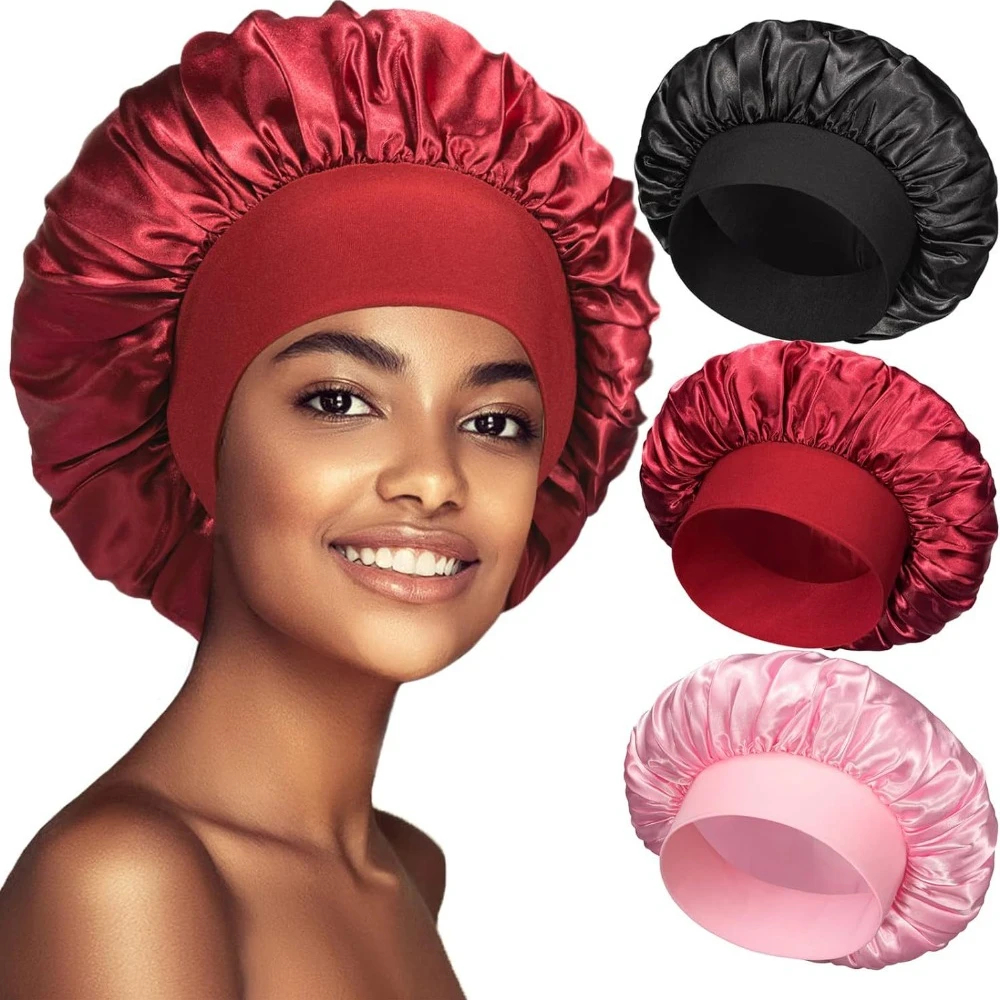 Anny Beleza Touca de cetim com faixa  touca para dormir Faixa Larga Touca gigante touca para cabelo