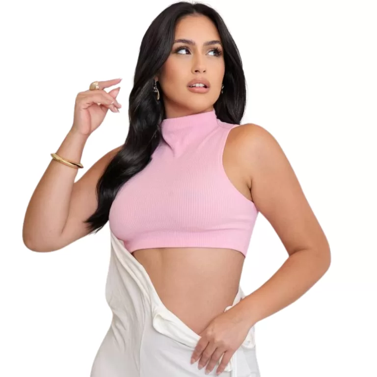 Cropped gola alta regata feminina anarruga moda gr