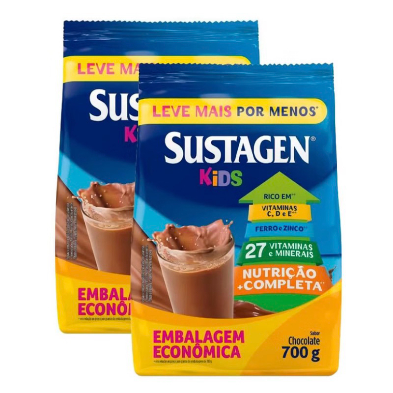 Kit 2 Sustagen Kids 700gr Chocolate