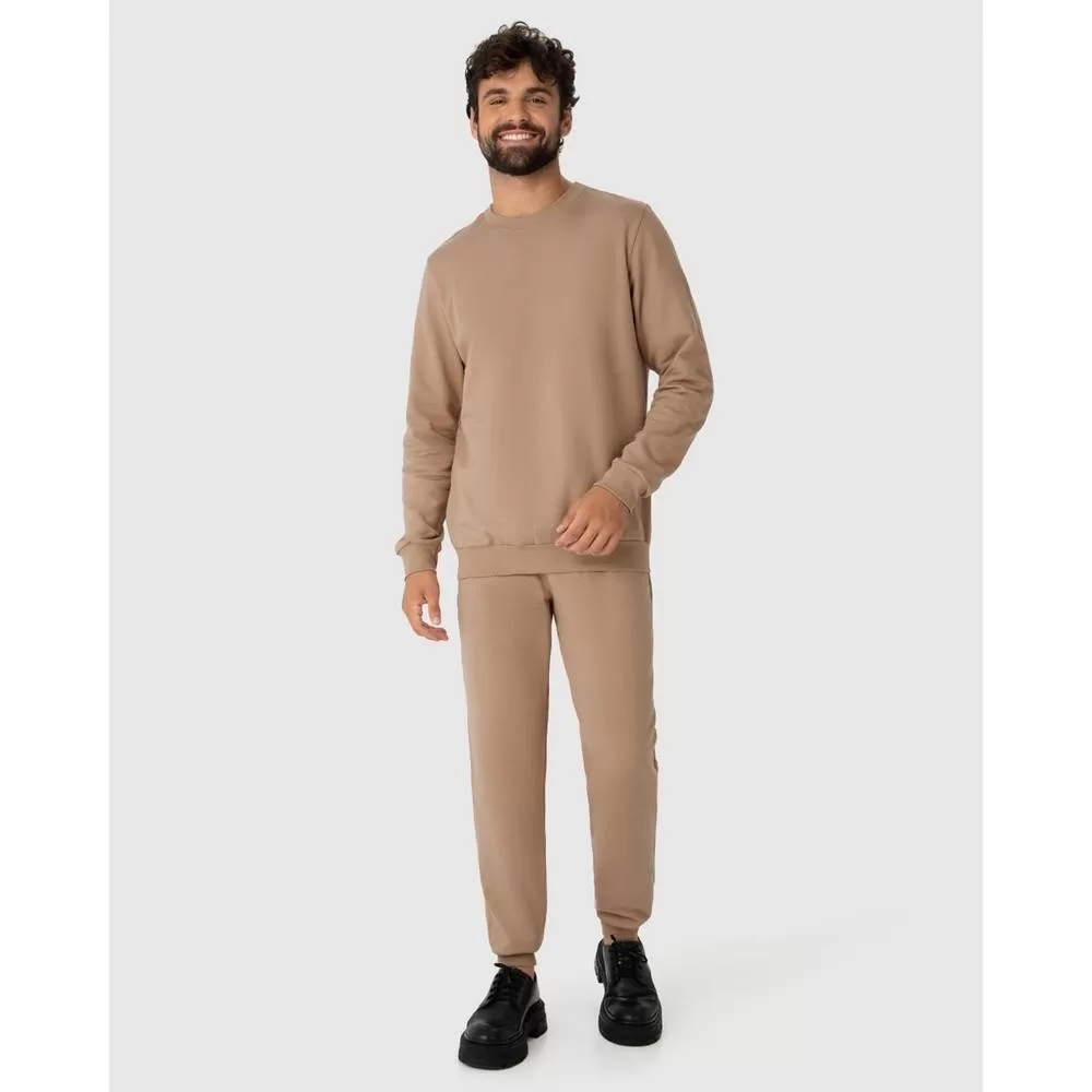 Calça Básica Masculina Em Moletom Flanelado