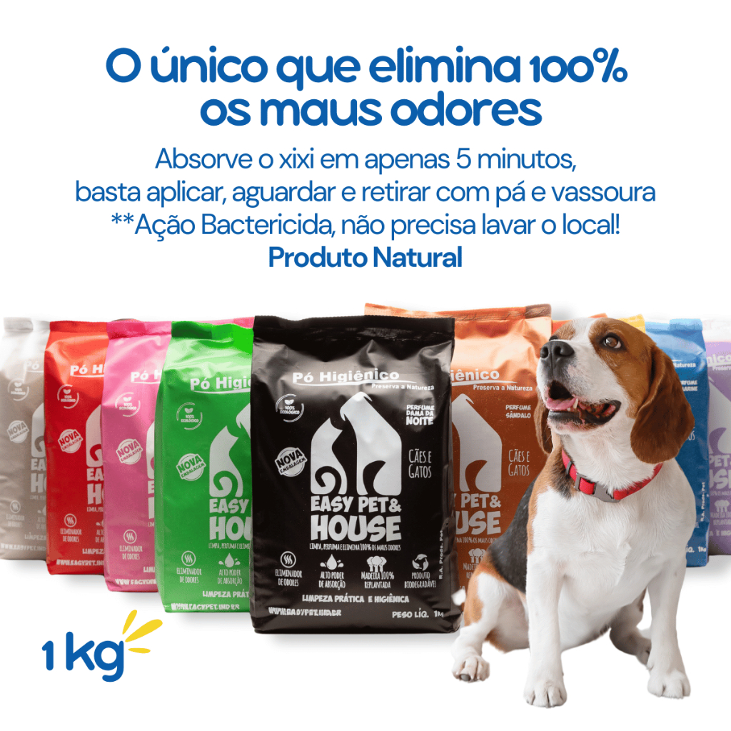 Pó Higiênico Antiodor para Cachorros EasyPet – Limpeza Fácil com Ação Bactericida