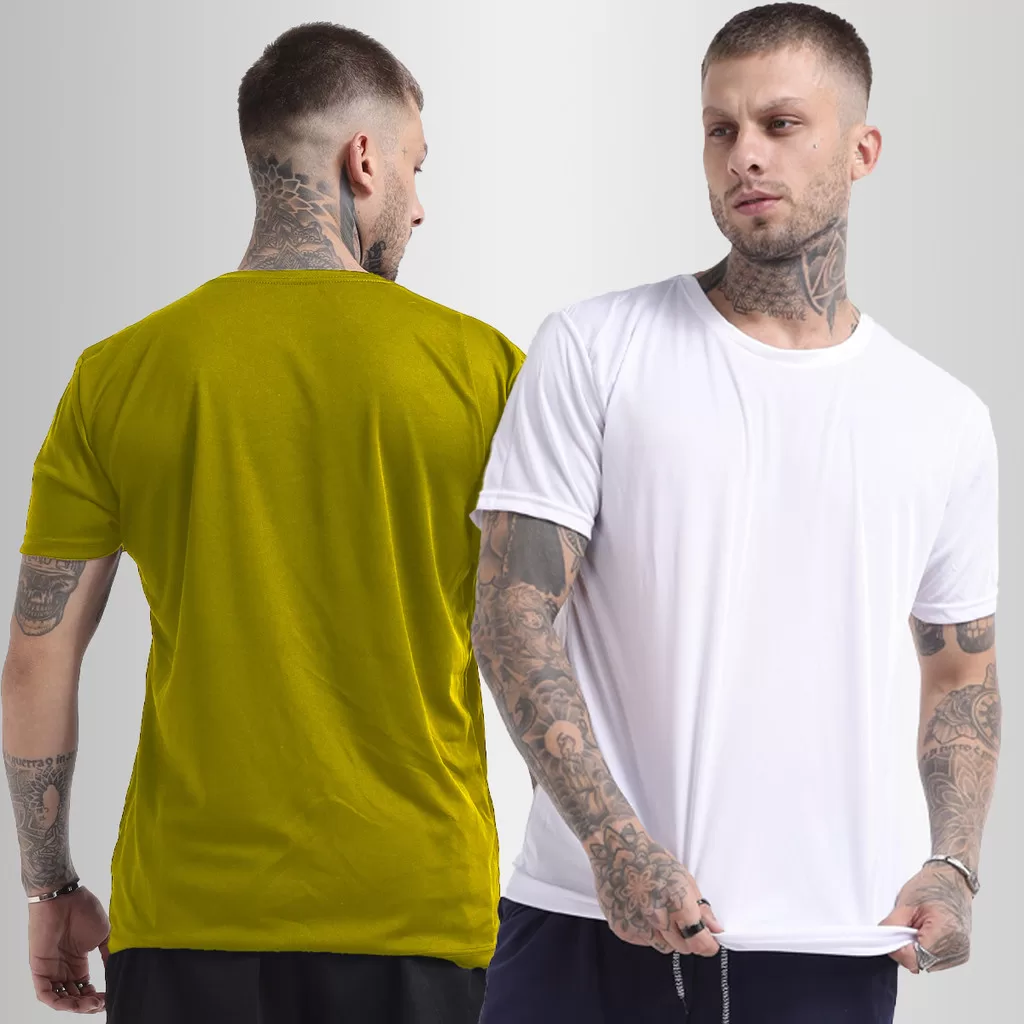 Kit 2 Camisas Academia Masculina Básica Dry Fit Tradicional