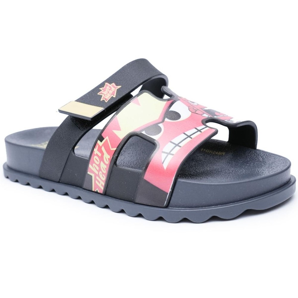 Chinelo Infantil Slide Grendene Kids Divertida Mente – Preto e Vermelho