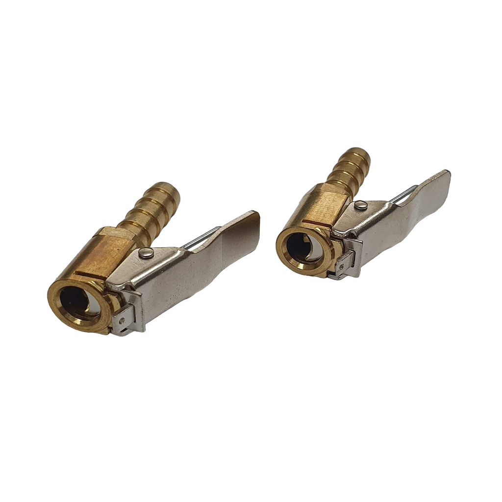 Kit 2 Bicos Inflador De Encher Pneus Com Presilha Trava 1/4