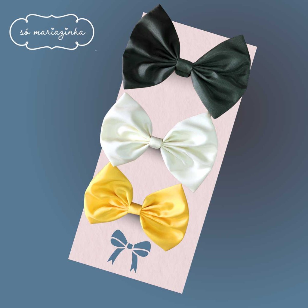 kit Laço Decorativo de Cabelo Com 3 unidades: Oliva, OFF, Amarelo REF4201