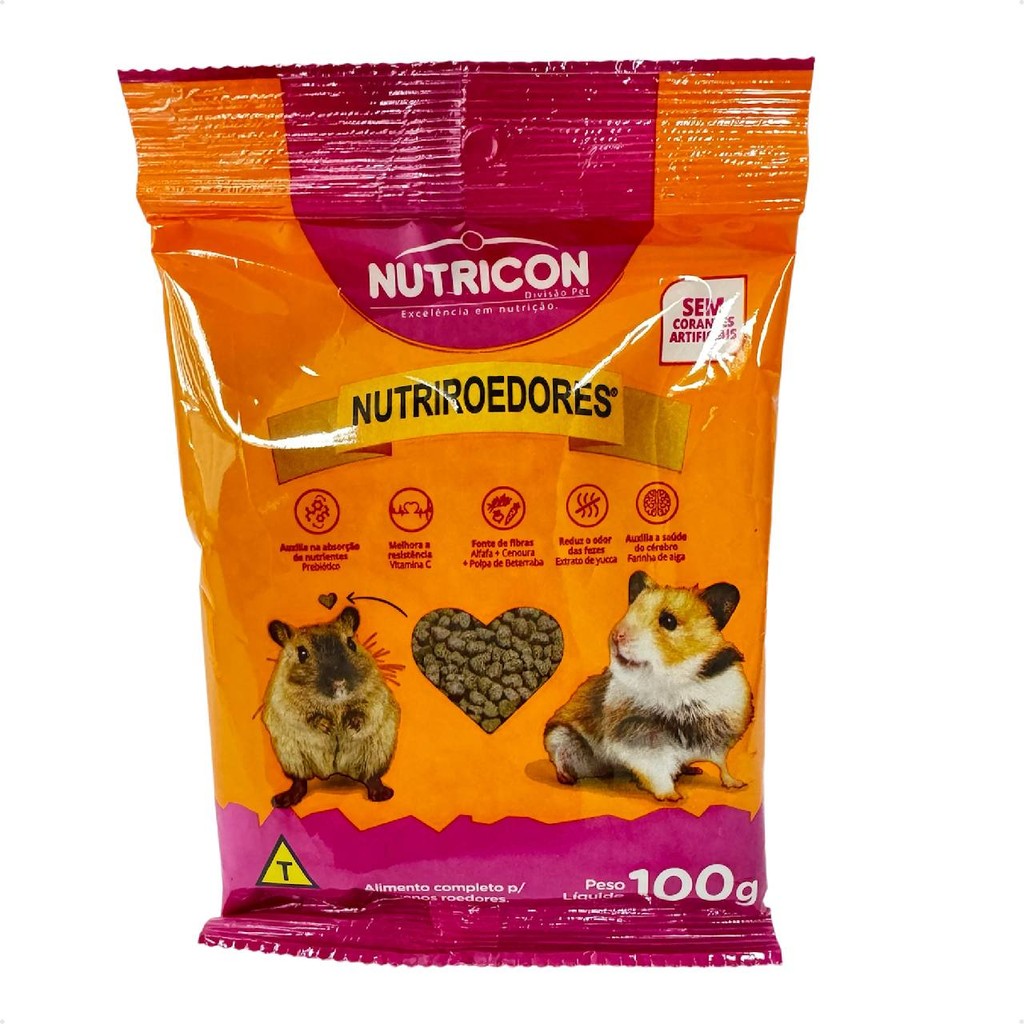 Ração Para Hamster E Roedores Nutriroedores 100g sem corante
