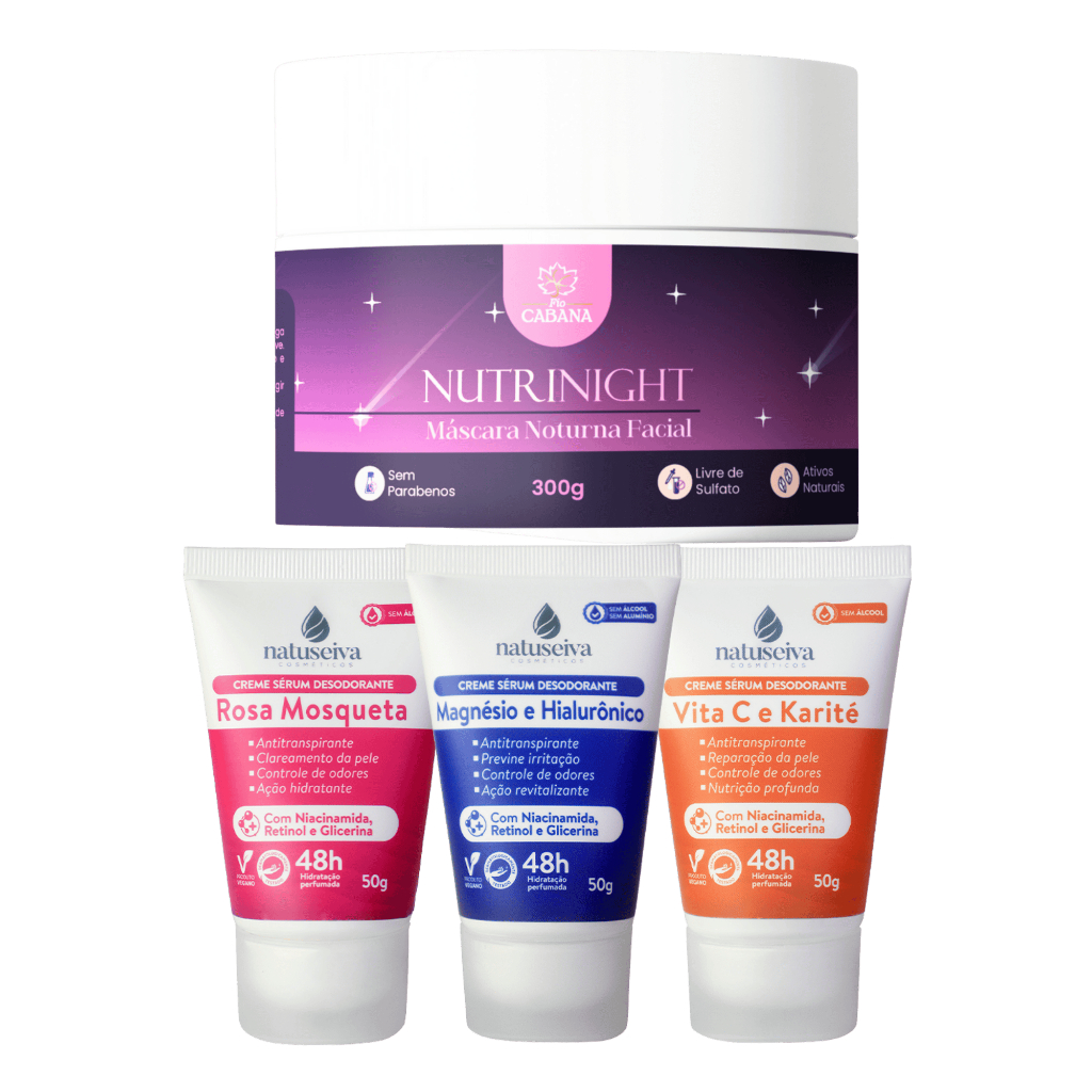 Kit Desodorante Natuseiva + Máscara NutriNight Fio Cabana | Proteção, Hidratação e Renovação Facial