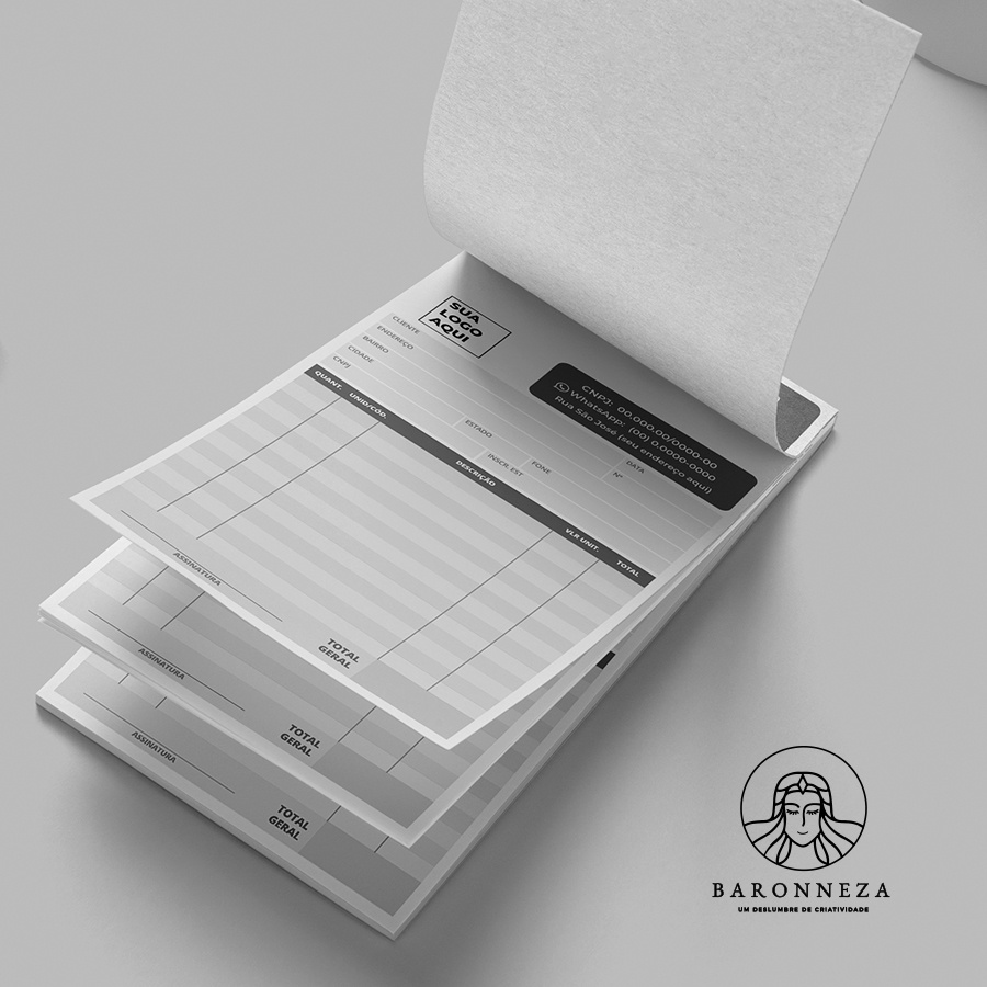 Talão de pedidos Personalizado Preto e Branco | Talão de orçamento Personalizado | Bloco de Orçament