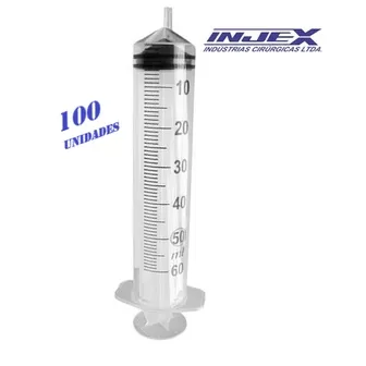 100 Unidades de Seringa de 60Ml Bico Slip (Liso) &