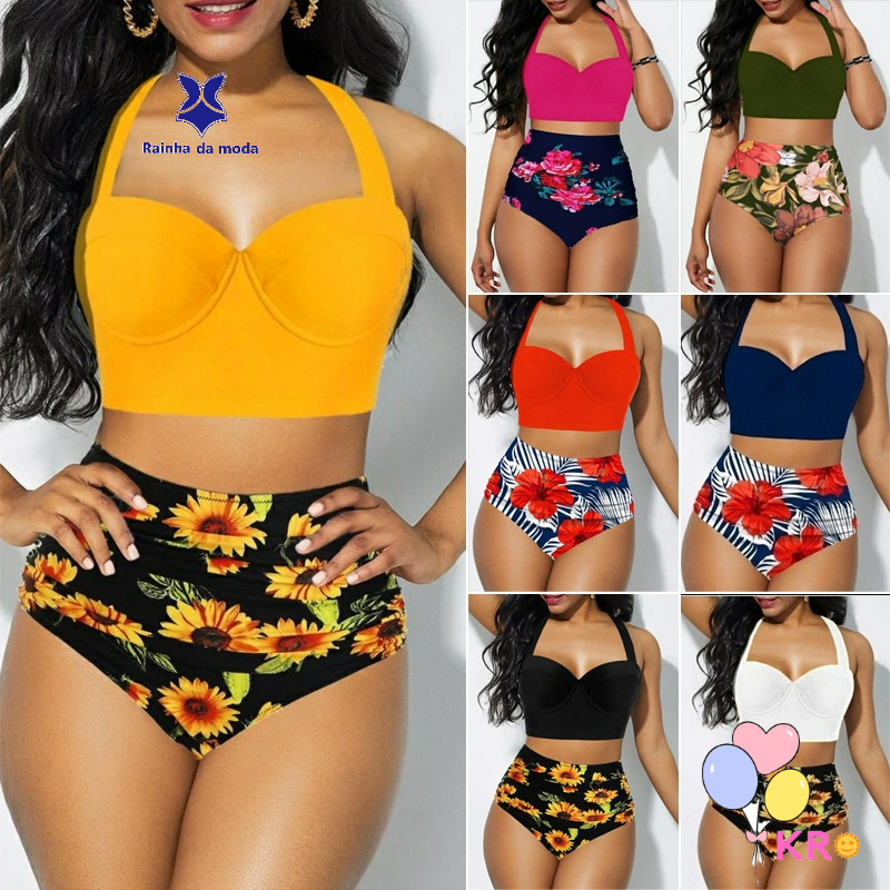 [em estoque] novo maiô senhoras sexy impresso bikini tamanho biquíni split maiô bikini senhoras biki