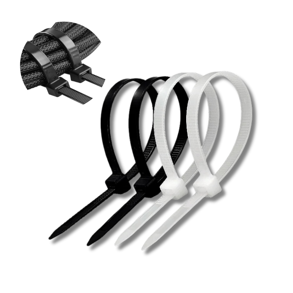 Kit 100 Cintas Plasticas Abracadeira Nylon Enforca Gato Preto/Branco – Várias Medidas