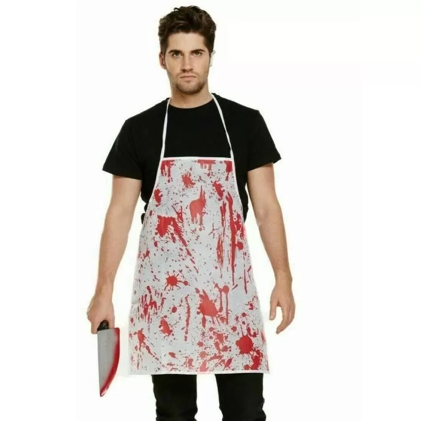 Fantasia Barata Avental com sangue e Faca Açougueiro Fantasia Halloween adulto envio Já Promoção fan