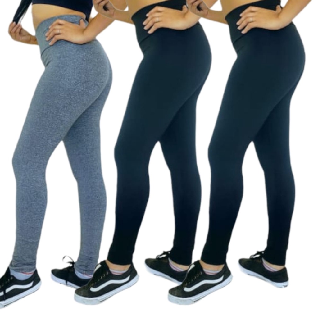 Calça Legging Conjunto 3 Peças Suplex Feminina Fitness Felpada Levanta Bumbum com Cintura Alta