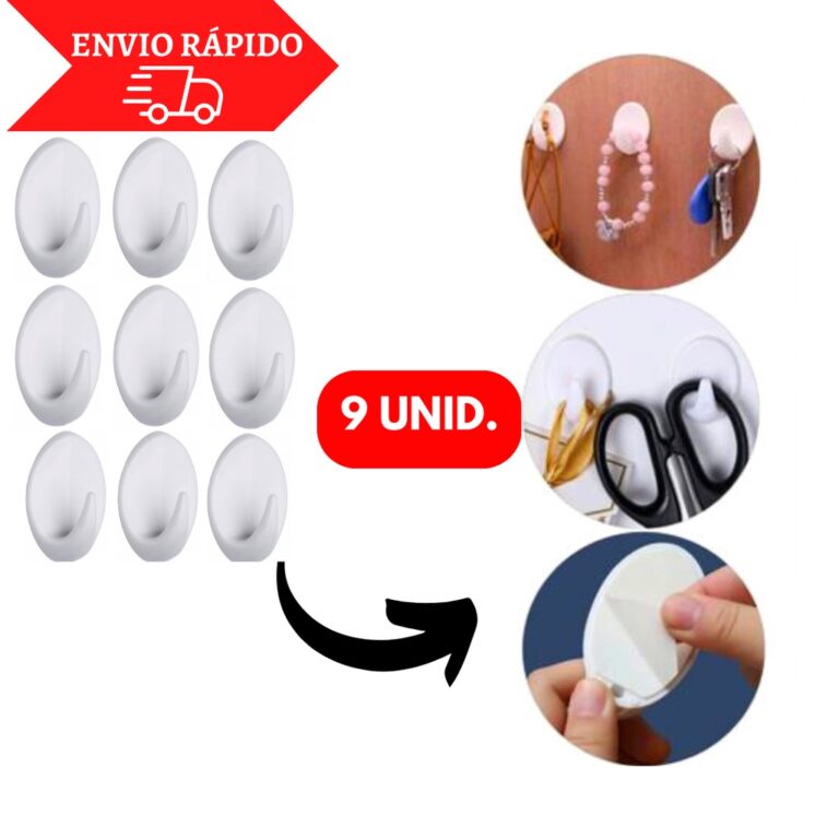 Kit Suporte de Ganchos Plástico com 9 Peças para