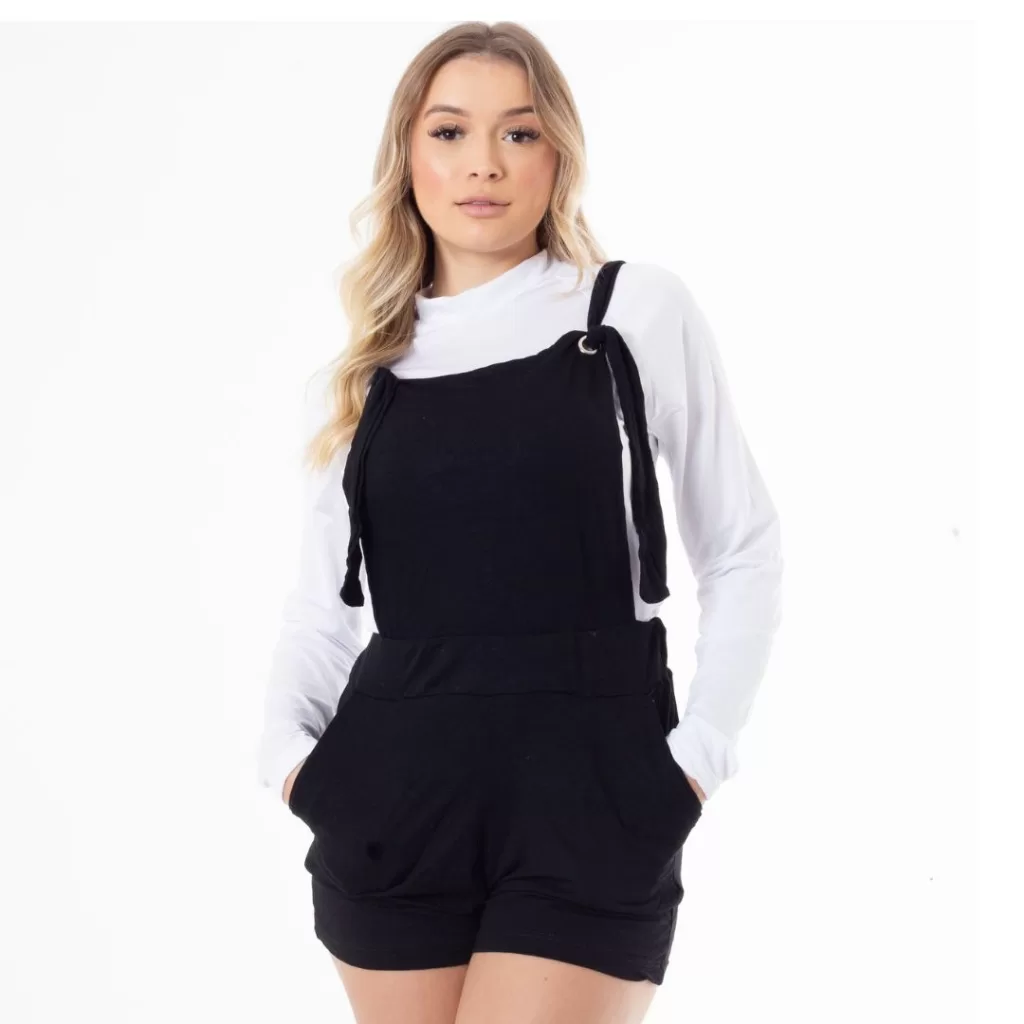 Jardineira Feminina Macaquinho Soltinho Curto Salopete Roupa De Gravida Gestante Promoção