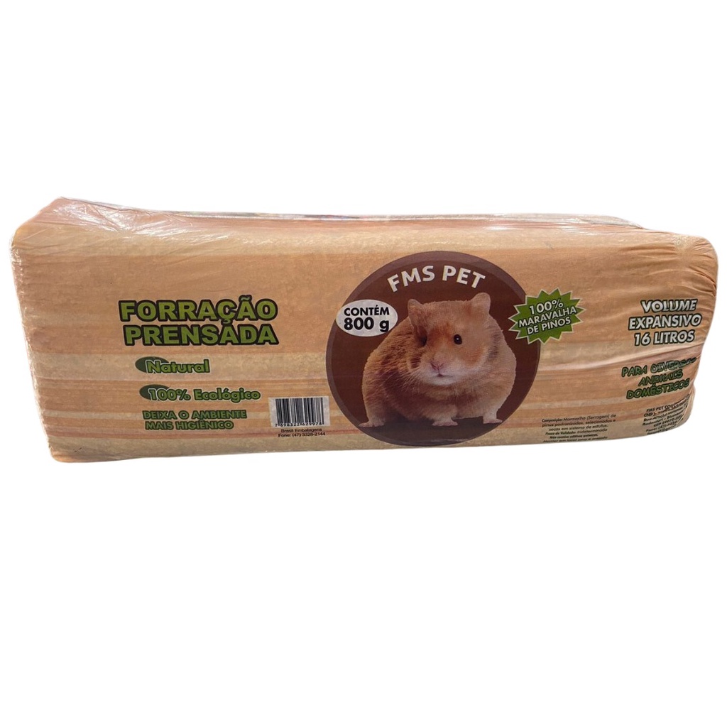 Serragem Prensada Para Hamster Coelho Roedores 800g Pinus Absorção Umidade E Odor