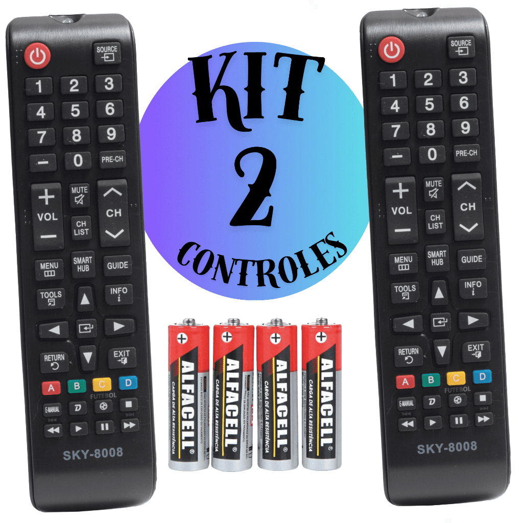 KIT Controle para Tv Samsung Universal Compatível com Smart Tv Samsung
