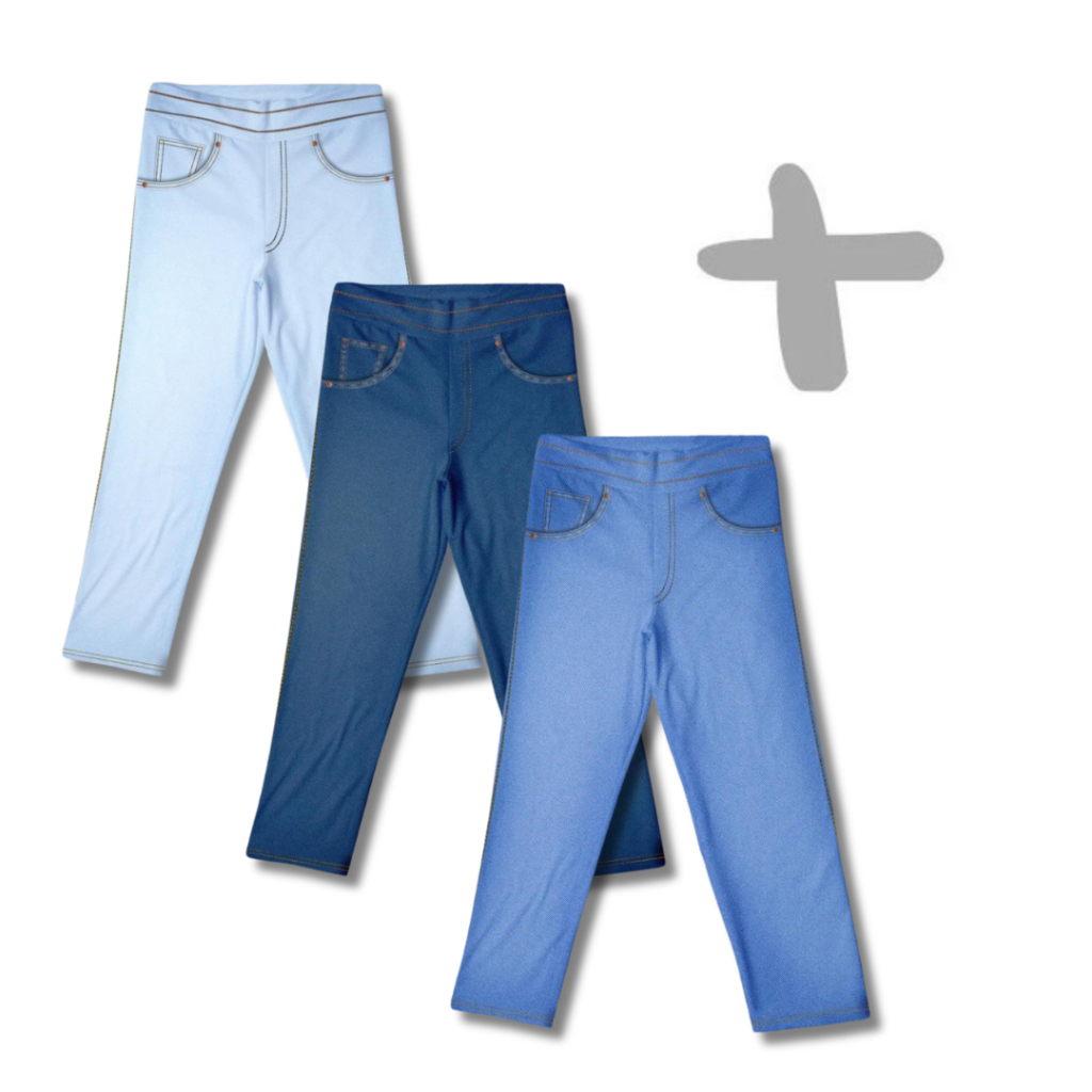 Kit 3 Calças Fake Jeans MiniBoo Masculino Infantil – 3 Cores Azul Médio, Azul Escuro e Azul Claro