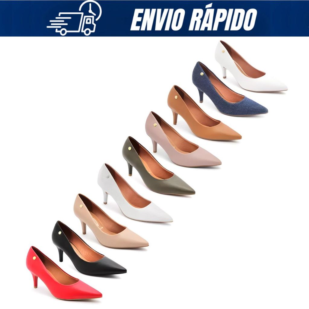 Sapato Scarpin Vizzano Salto Bico Fino Feminino 1185.702 Baixo Médio Social Confortável Original