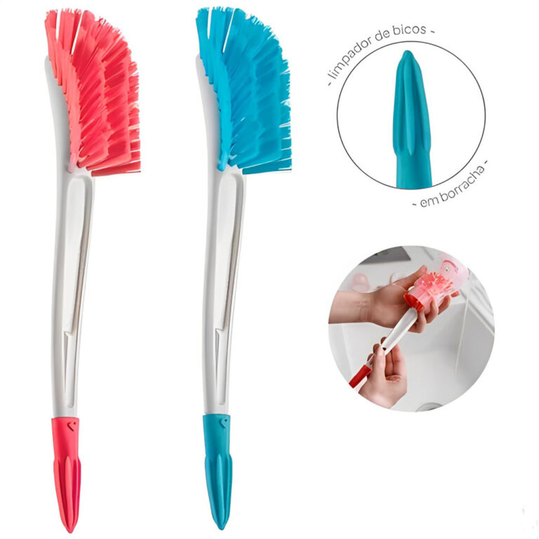 Escova Resistente De Lavar Mamadeira Com Limpador 