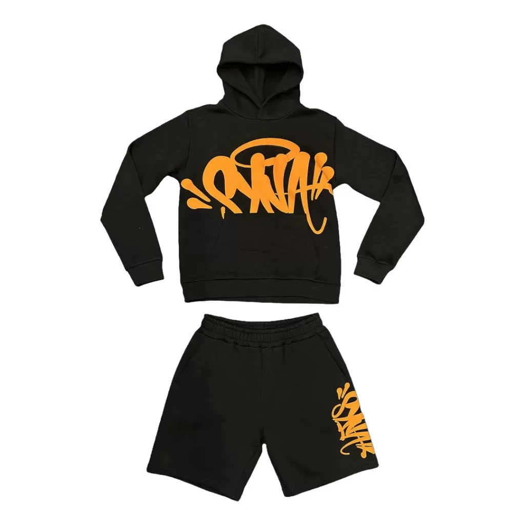 Conjunto Syna World Black Orange Moletom e Bermuda