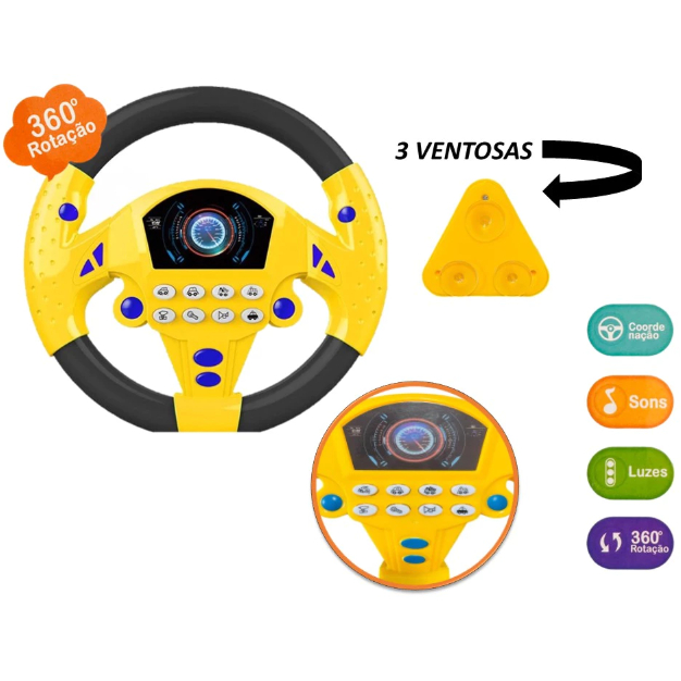 Volante Educativo Com Ventosas Sons Cor  AMARELO B