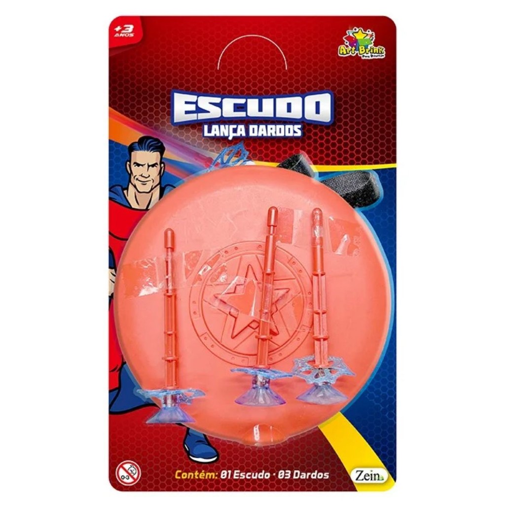 Escudo brinquedo infantil lança dardos Herói Lançador Ventosa