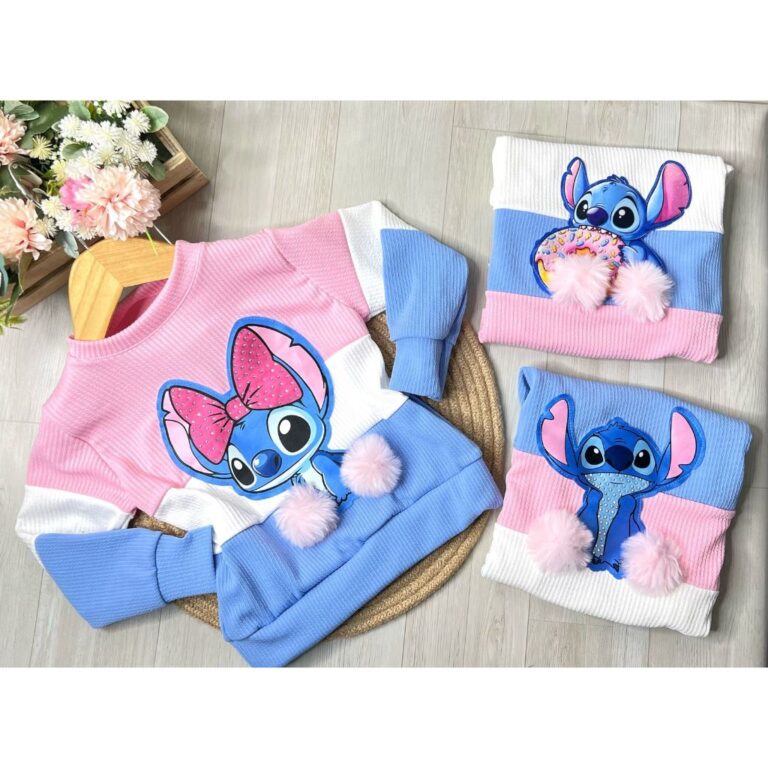 Blusa Infantil de Frio Menina Stitch Moda Blogleir