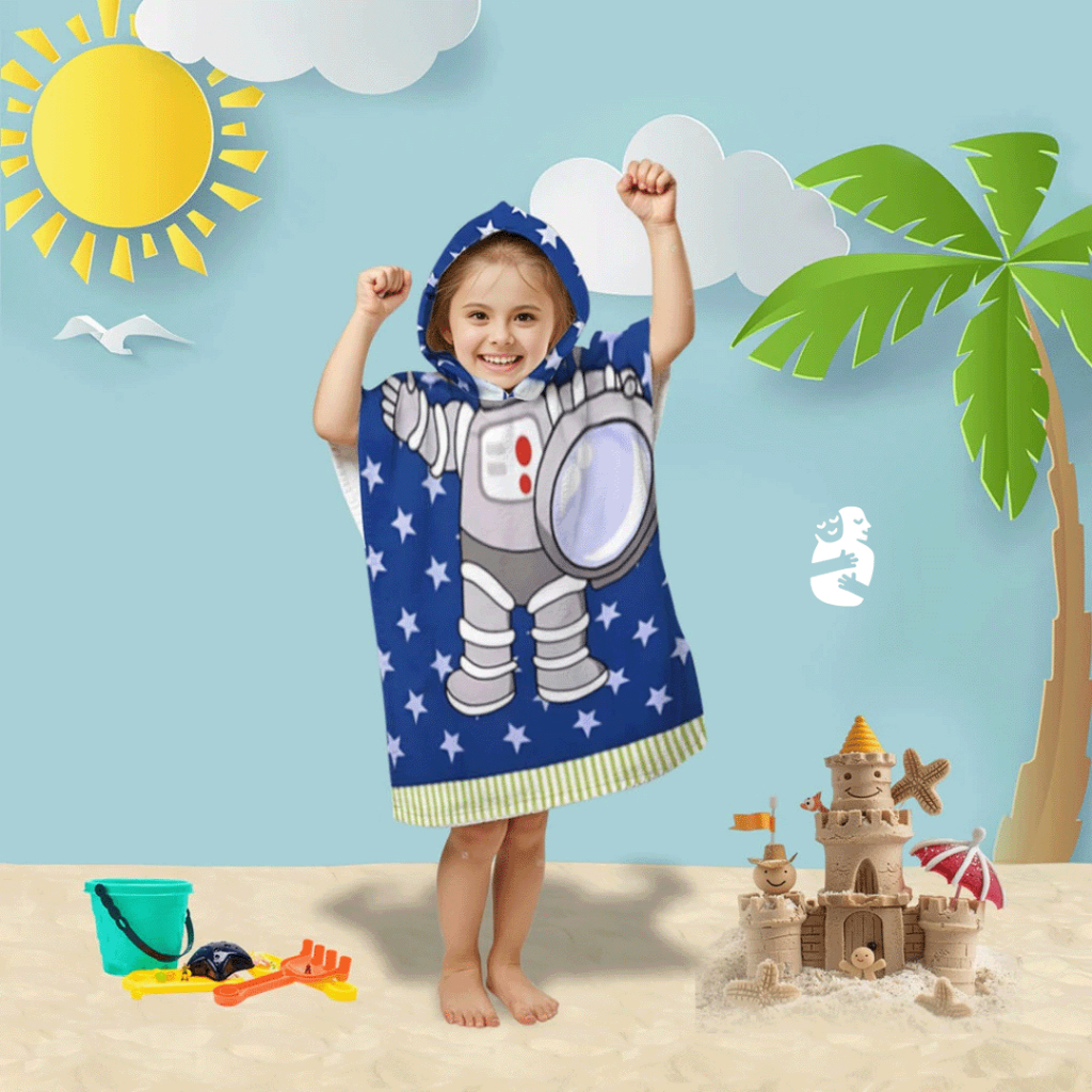 Toalha Poncho Infantil com Capuz Secagem Rápida Microfibra Macia Praia Piscina Banho Criança