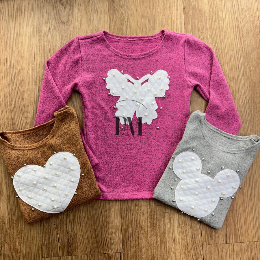 Kit 2 Blusa Infantil de Lanzinha com Manga Longa e Bordado com Pérolas Tecido Macio