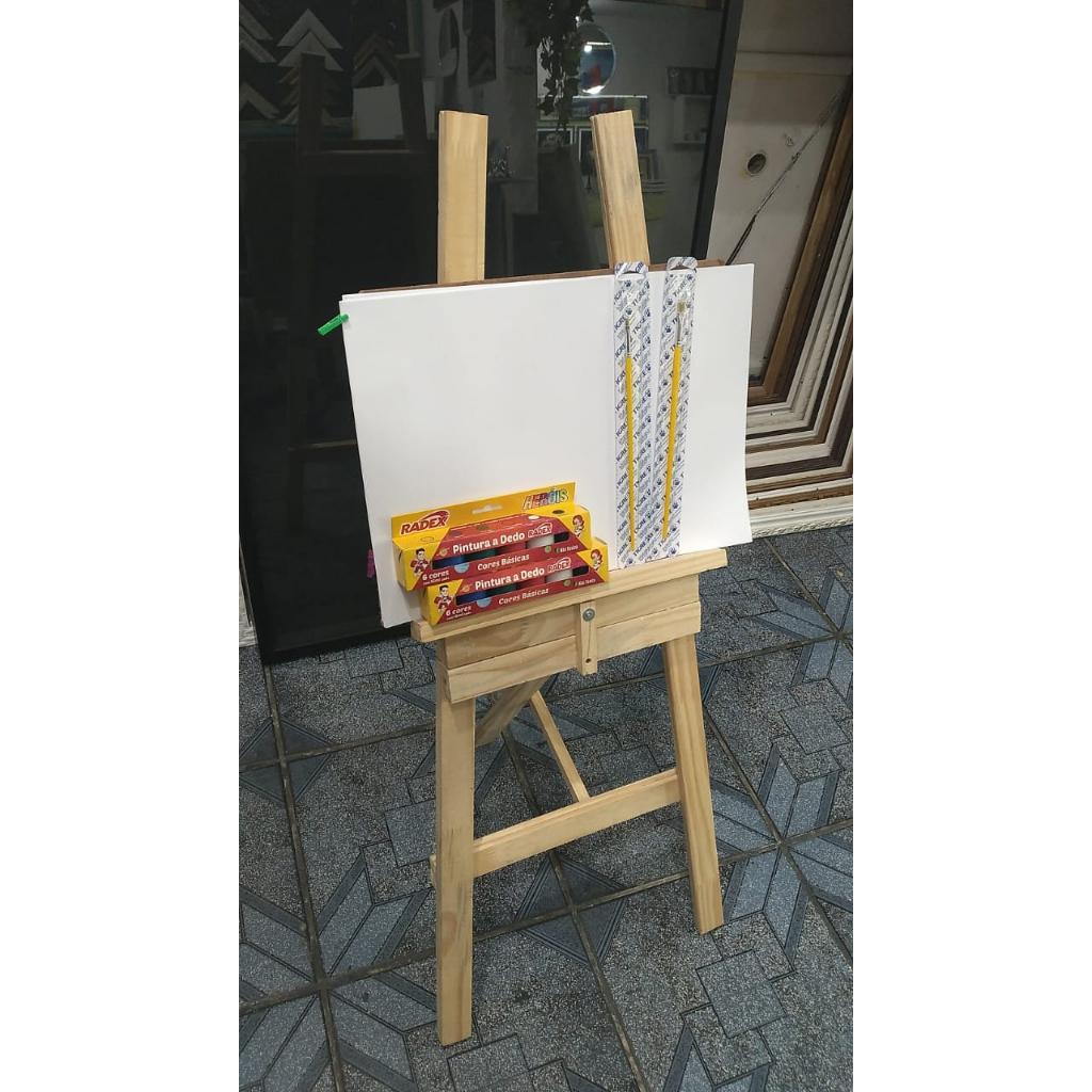 Cavalete Dobrável INFANTILPinus+ Kit c/ 15 Folhas A3 Itens p/ Desenhar e Pintar Ofertas P/ CRIANÇAS