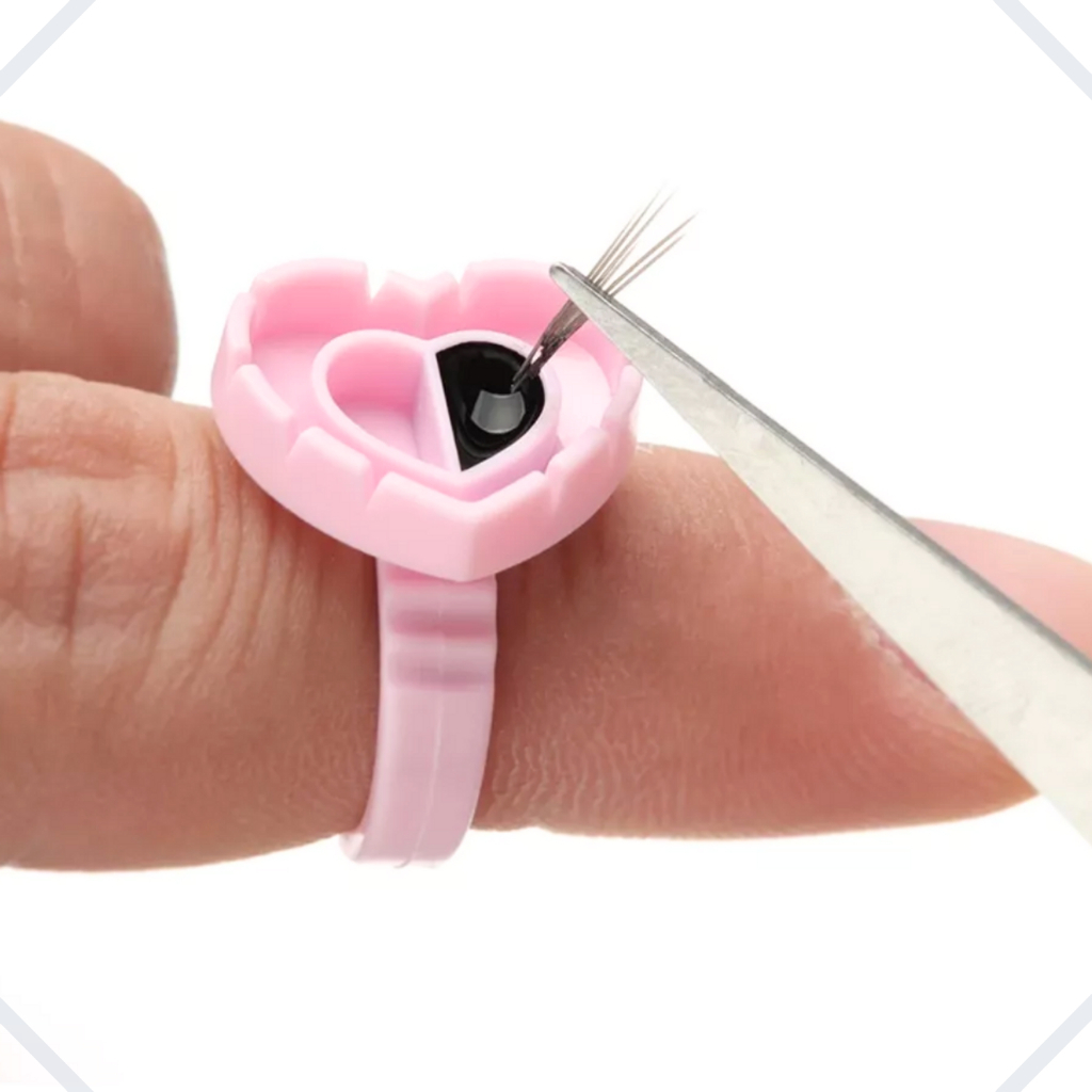 Anel Batoque Com Divisória Porta Cola Coração Volume Russo Alongamento Extensão De Cílios