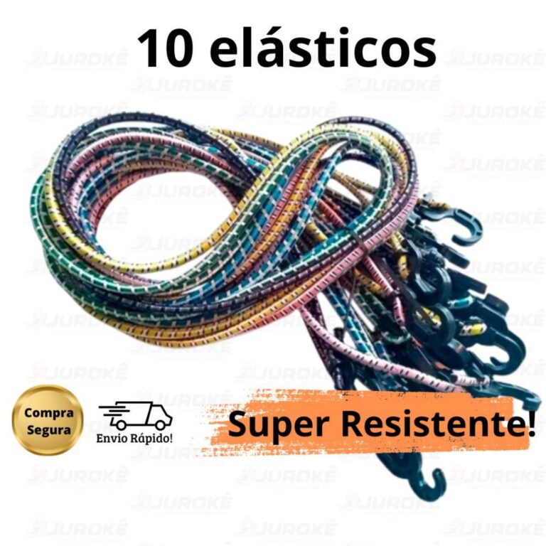 Kit 10 Elástico Bagageiro Extensor Gancho Ponta P
