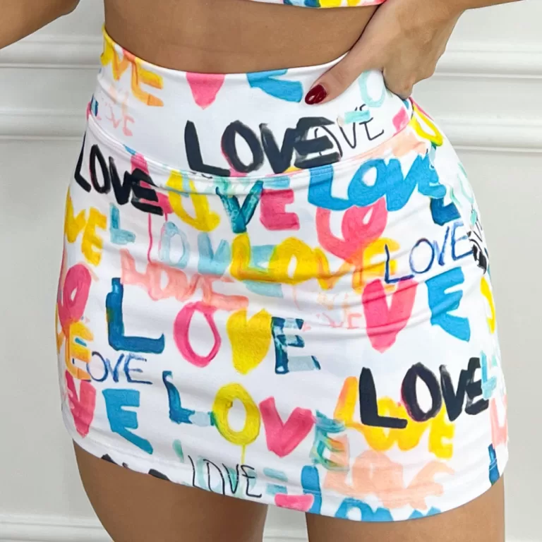 Short Saia Feminino Cintura Alta Suplex Esportivo 